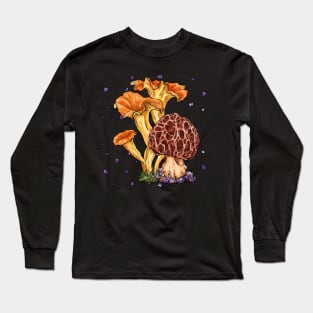 Bright graphic mushrooms, morel hunter Long Sleeve T-Shirt
